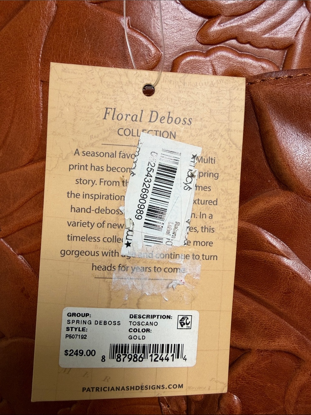 NWT Patricia Nash tote Toscana gold cognac tooled leather western classic tooled - Picture 4 of 15